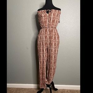 OFF SHOULDER RUST JUMPSUIT